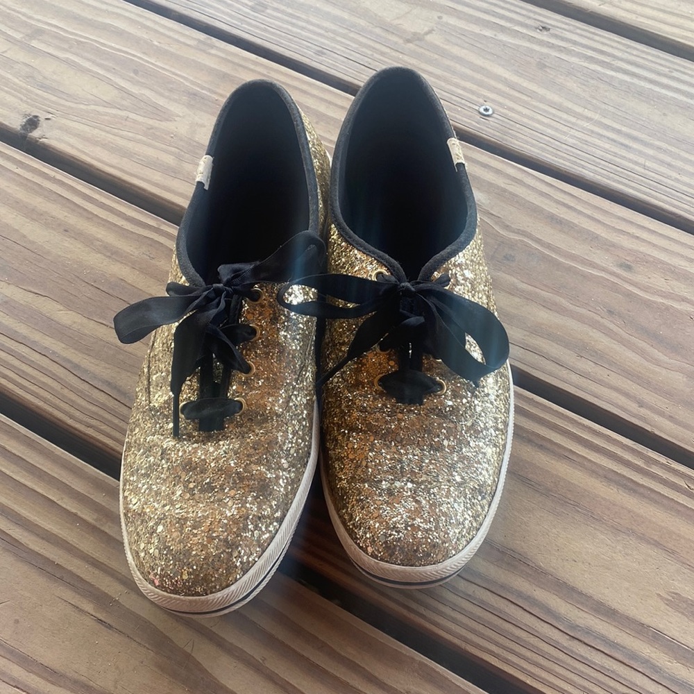 Size 11 Gold Glitter Kate Spade x Keds Sneakers